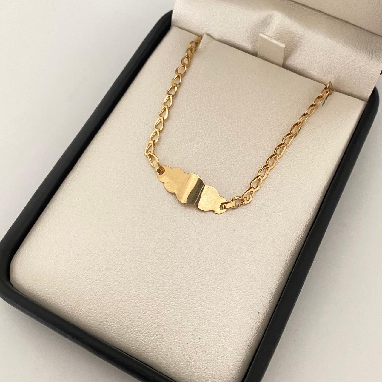 Pulso bebé placa nube tejido gota Oro amarillo 18k 1,55 Gr / 16,5 Cm  Broche 0,15